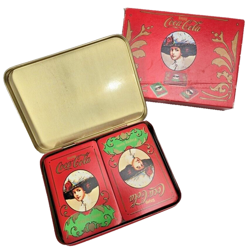 Coca Cola Playing Cards 2 Two Decks Tin Can Jokers CocaCola Soft Drink Vintage