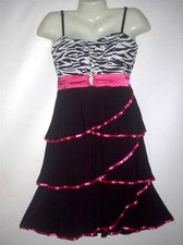 Minnie Marie Plus 1X 2X Zerbra Print Layer With Diamond Brooch Tie back Dress