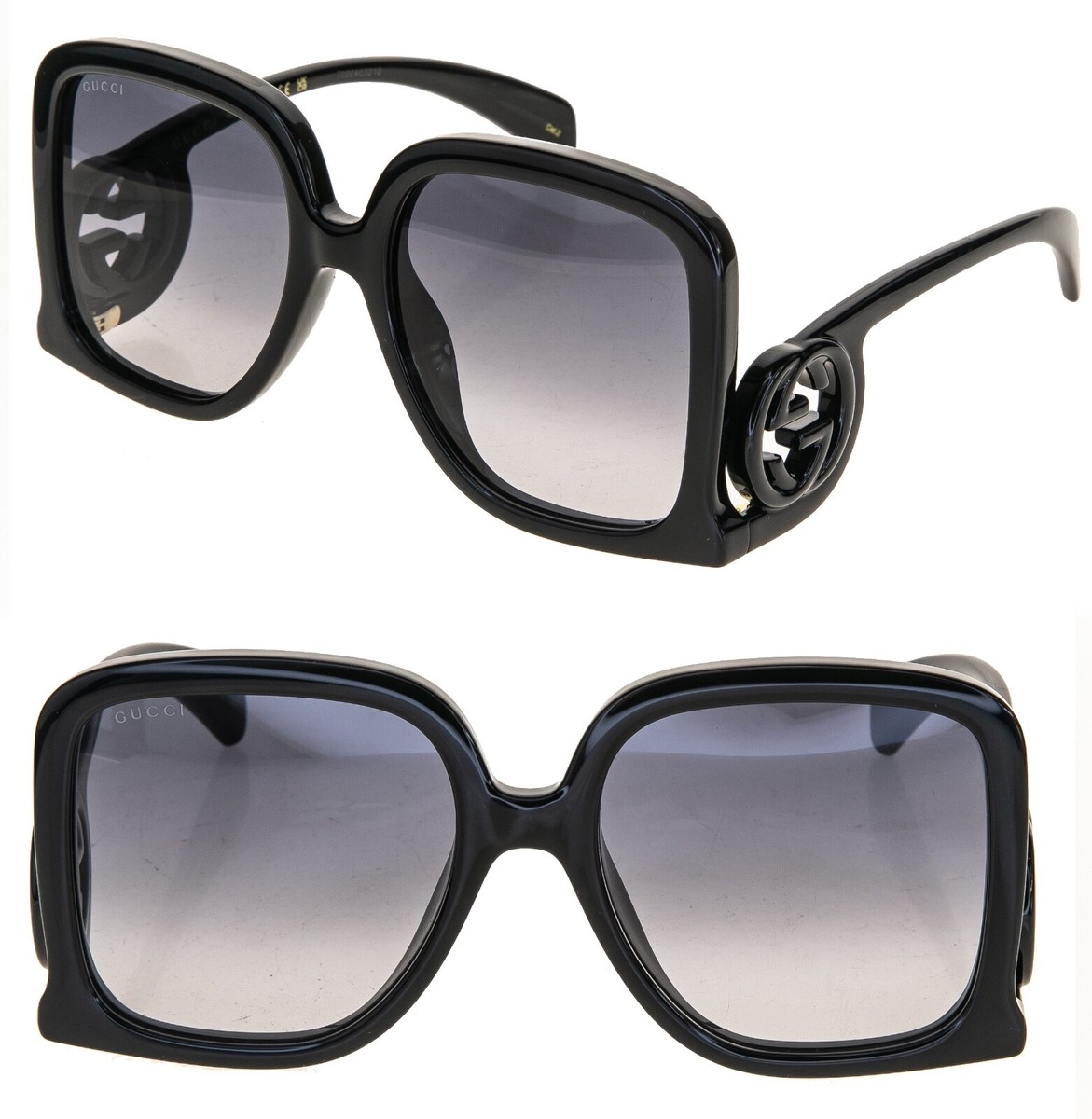 GUCCI ブラックレザーバングル SS 箱付き GUCCI Couture 1326 Black GG Logo 001 Fashion Oversized Runway