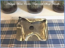 Primitive Antique TIN flatback Vintage HORSE Cookie Cutter Strap Handle AAFA