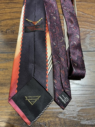 VITALIANO PANCALDI Men's 100% Silk Necktie ITALY Luxury Geometric MultiColor GUC - Picture 3 of 7