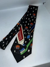 Steven Harris Dentist Necktie Navy Blue Teeth Floss Paste Novelty Tie Polyester