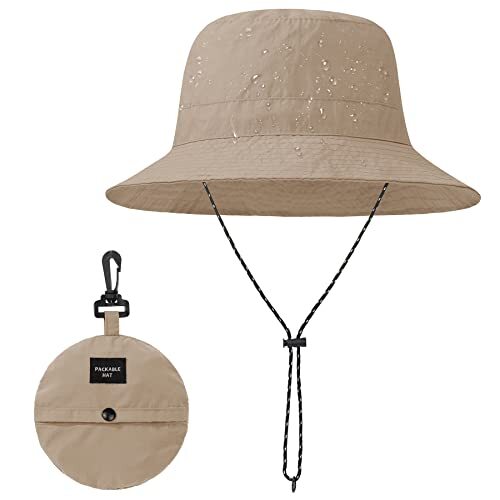 Waterproof Unisex Bucket Hat for Outdoor Fishing One Size Khaki