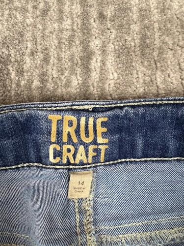 True Craft Jeans Girl 14 Blue Capri Distress Stretch Casual - Picture 10 of 11