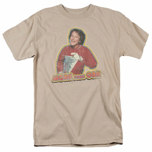 Mork and Mindy Mork Iron On T Shirt Mens Licensed Classic TV Show Sand - 第 1/2 張圖片