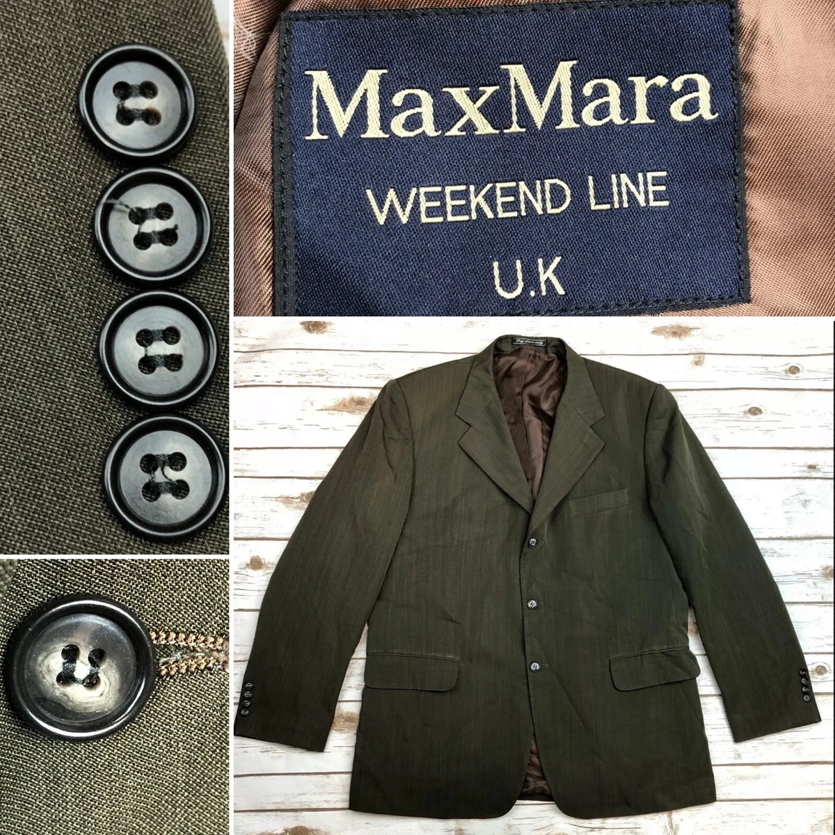 Max Mara Men’s 42 Brown Super Cool Extra Fine Wool 100's Blazer Jacket  Weekend