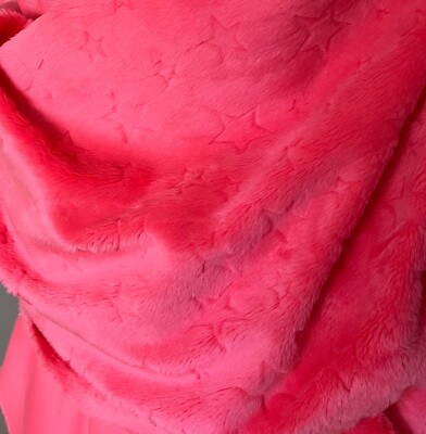 Minky Stoff Plüschstoff weich mit Sternen, pink,Meterware