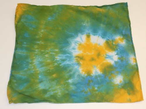 Tie Dye Bandana 21" x 21" Yellow Pond Sunrise 100% cotton - Picture 2 of 2