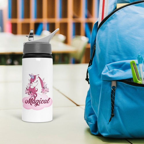 Personalised Water Bottle School Sport Drink Leakproof Spill Proof Unicorn Gift - Picture 20 of 22