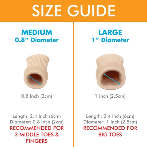6x Toe Caps Closed Toe & Finger Fabric Sleeve Protectors Gel Lining Corn Callus - Picture 2 of 9