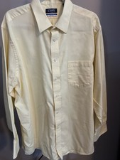     Chaps Dress Shirt Mens 17.5 Yellow Stretch Collar Wrinkle Free Regular 34/35