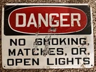 Vintage Danger No Smoking Sign Industrial Metal 14x10 Factory Safety Sign