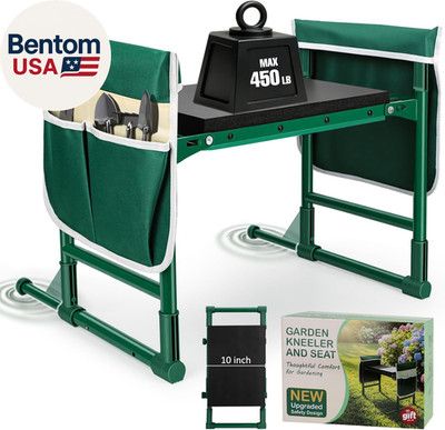 Garden Kneeler and Seat for Seniors   Heavy Duty Anti-Tip Gardening Stool with W