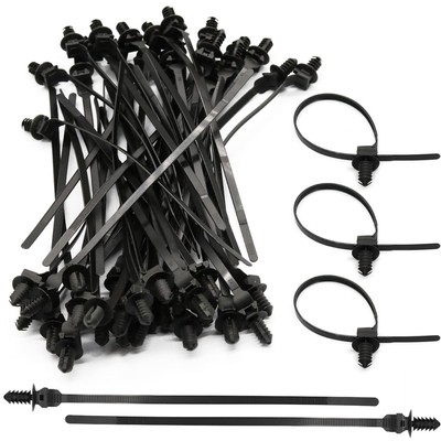 50PCS Nylon Cable Zip Ties, 8 Inch Push Mount Zip Ties, Black Self Locking Zi...