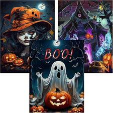 Diamond Art Kits for Adults, 3 Pack Halloween Diamond Painting Kit, Full Drill..
