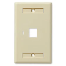 NavePoint Keystone Jack Wall Plate 1-Port, Single Gang, Ivory, 10-Pack