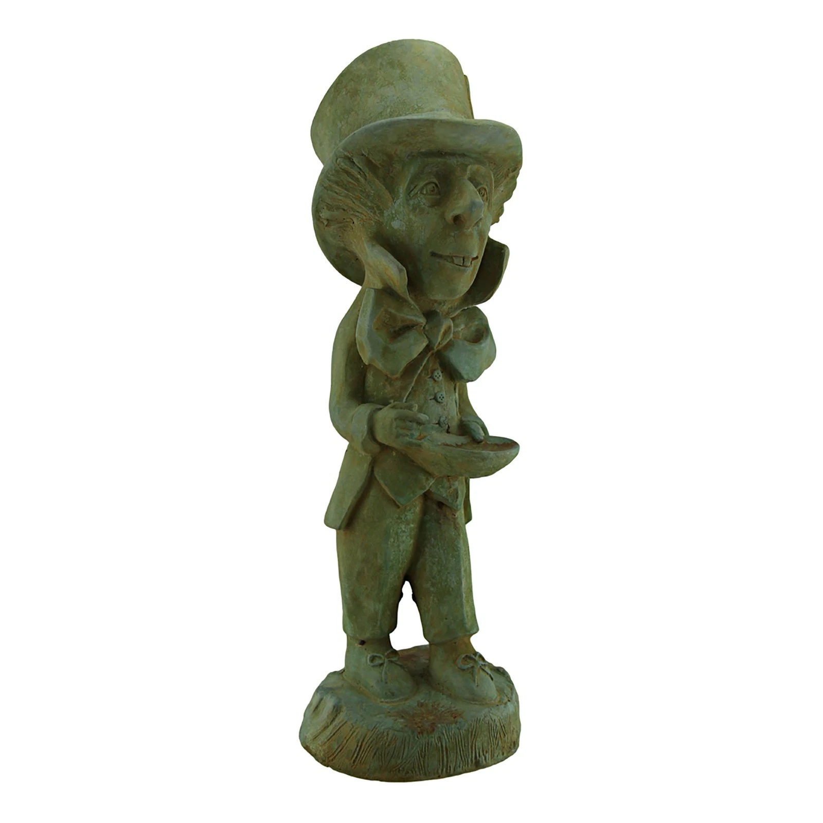 Zeckos - Mad Hatter Alice in Wonderland Verdigris Finish Statue 19 in-CEMENT - Green - Thumbnail 5