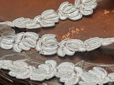 embroidered appliques trim 1x2.5" soutache 28"pc 17 apps