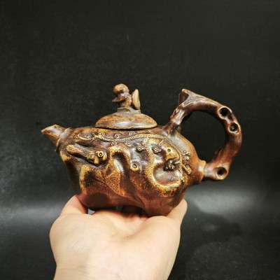 Chinese Purple Clay Pot Ceramic Kettle Set Squirrel Burl Branch