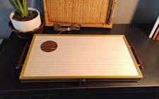 Rival Hot Serv Warming Tray #607 Electric Porcelain Enamel w/Teak Handles Works