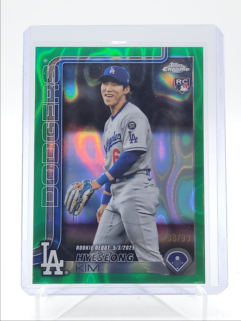 HYESEONG KIM 2025 TOPPS CHROME UPDATE ROOKIE DEBUT GREEN LAVA RC /99 Q6221