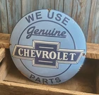 Vintage We Use Genuine Chevrolet Parts Porcelain Metal Sign Chevy Service