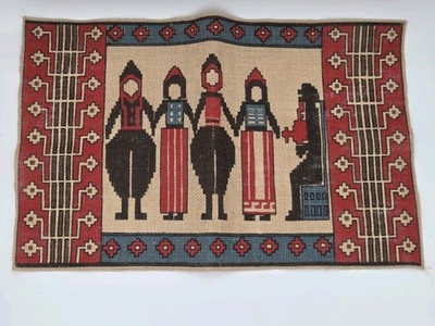 Runni Tekstiltrykk Scandinavian Folk Themed Jute Placemat Wall Hanging Norway
