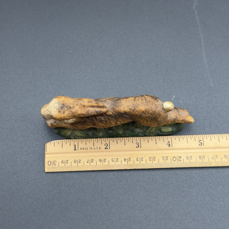 Vintage 1993 VAILLANCOURT Folk Art Chalkware RUNNING RABBIT #34 Signed ...