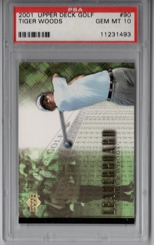 2 GREAT Tiger Woods Iconic Cards 2001 Upper Deck #1 & #90 PSA 10 view 3
