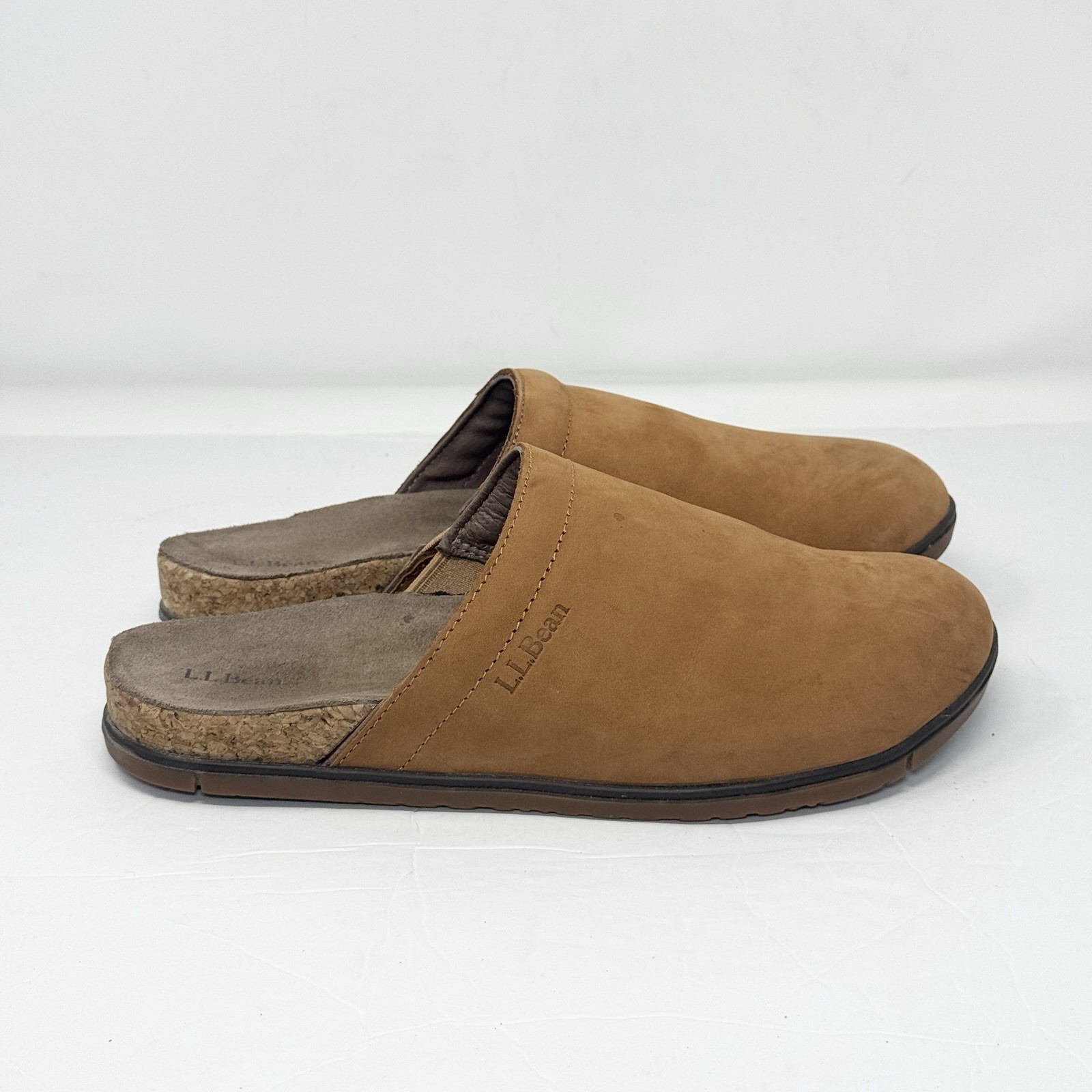 LL Bean Womens Go Anywhere Clogs Size 9 Shoes Saddle Leather Slip On Casual