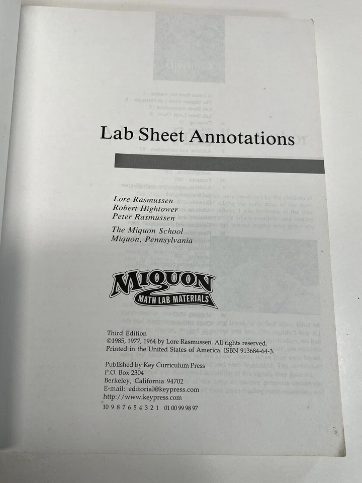 Miquon Math Lab Sheet Annotations~Rasmussen/Hightower~Math Lab Materials ~ F1 17 - Image 2 of 4