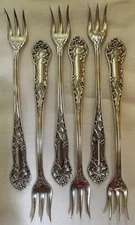 Set Of 6 National Silver Co Holly  Oyster Fork 453477 Retired *RARE