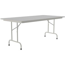 Correll 36"W x 96"D Melamine Top Folding Table in Gray Granite