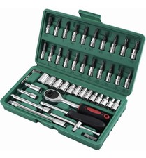 HSEAMALL 46PCS Socket Set, 1/4 Inch Drive Metic Socket Driver Bits Set with Quic