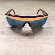 Vintage Gianni Versace Shield Sunglasses Blue Visor 1990s Y2K MOD 676 COL 900 BL