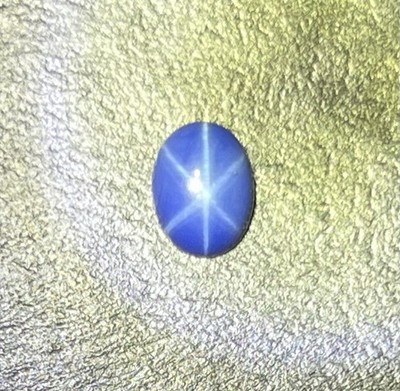 Natural Blue Star Sapphire 1.75 Ct Oval Cabochon 6 Ray Star Gemologist Verified