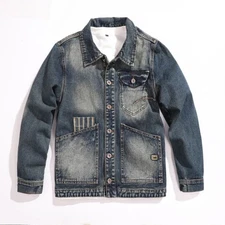 Luxury Men Denim Jacket Fashion Washed Casual Trendy High Street Retro Jean Coat