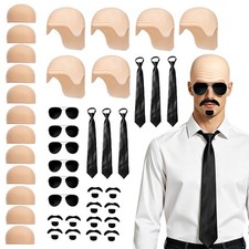 36 PCS Bald Cap Halloween Costume Set for Adults - Unisex Party Accessory