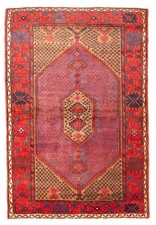 Hand Knotted Oushak Rug Red Blue Wool Tribal Geometric Medallion Area Carpet Hand Knotted Oushak Rug Red Blue Wool Tribal Geometric Medallion Area Carpet - Image 1