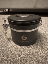 Coffee Gator Stainless Steel Coffee Storage Container Grey VGC + Spoon