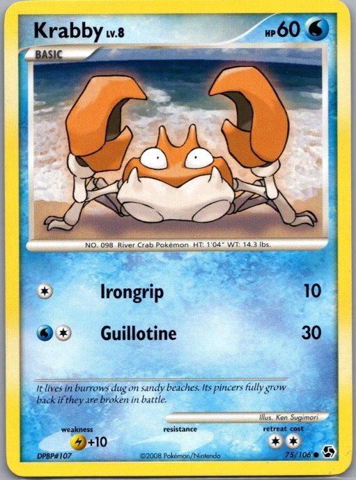 Krabby 75/106 Common Great Encounters Pokemon Lightly Played