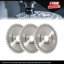 3 Pack 4.5-inch 40 Tooth Alloy Steel Cutting Saw Blade With 7/8-inch Arbor