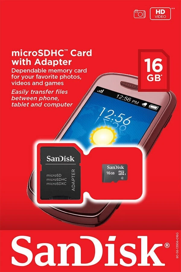 Sandisk Micro SD Card 16GB With Adapter TF Flash Memory Class 4 Phone Camera OEM - Image 2 of 2