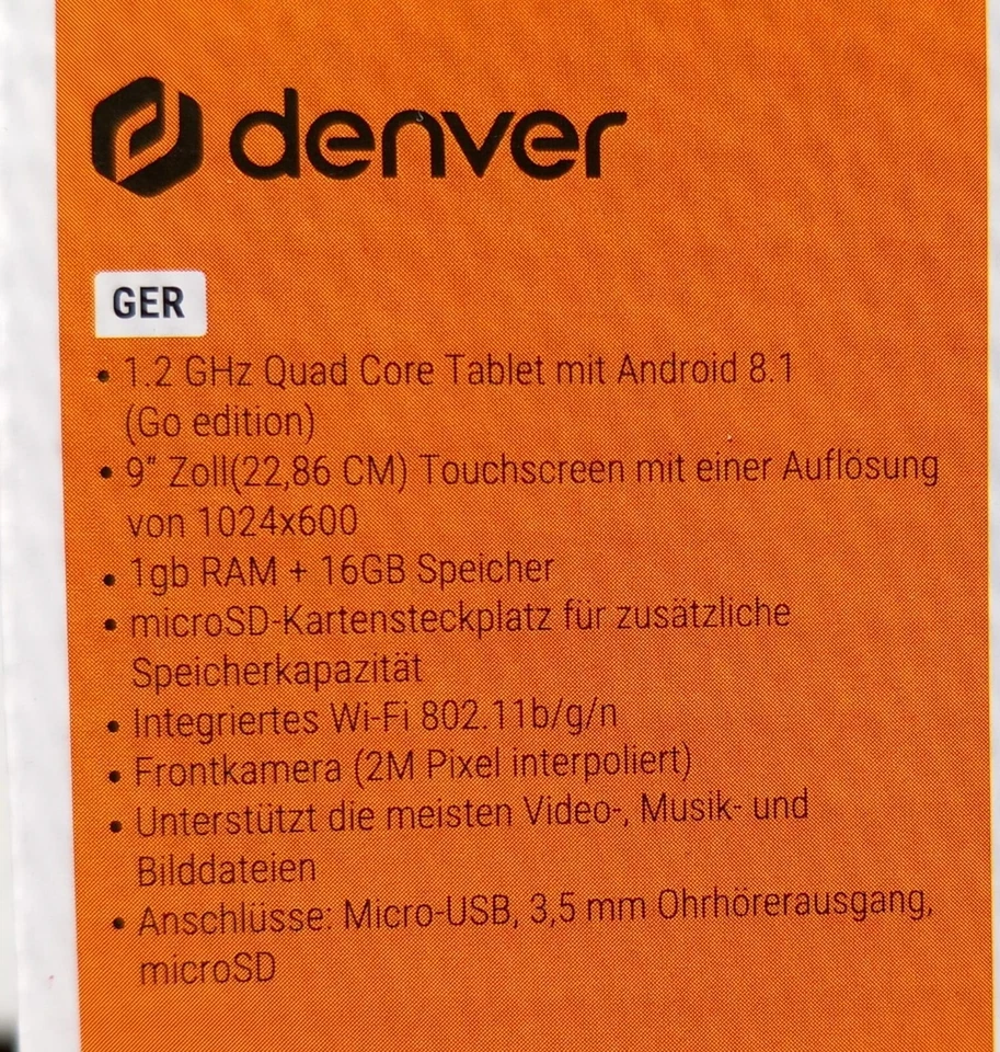 Android Tablet 9Zoll Denver TAQ-90083 - Bild 4 von 4