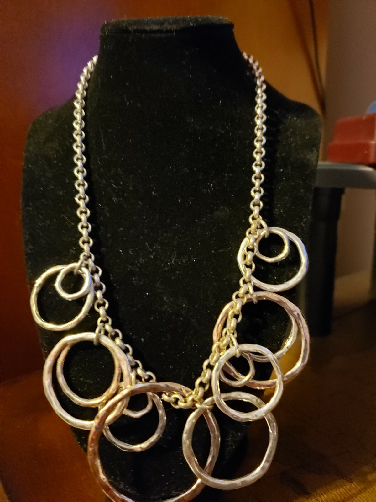 Multi Circle Necklace Silver Adjustable Length  a… - image 7