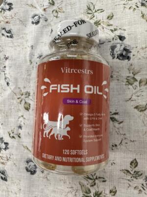 Vitrcestrs Fish Oil for Dogs & Cats - Healthy Skin & Coat, Omega 3 EPA DHA