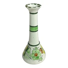 Tonala Pottery Bud Vase Floral Folk Art Ceramic Artistica Mexico Hand Painted 8"