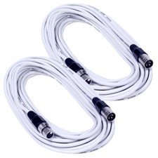 2 Pack of 50 Foot White XLR Microphone Cables PA/DJ Patch Cords