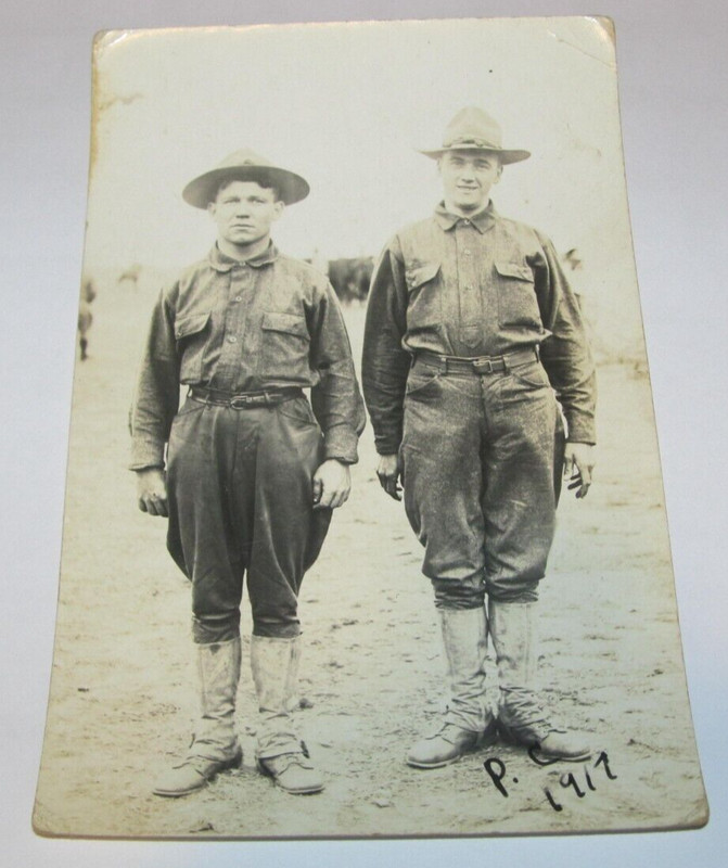 Military World War I or II Army Soldiers Vintage RPPC Postcard Portrait 1917