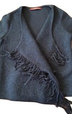 Cardigan COMPTOIR DES COTONNIERS bleu indigo Gilet T. XS - 34-36 veste franges